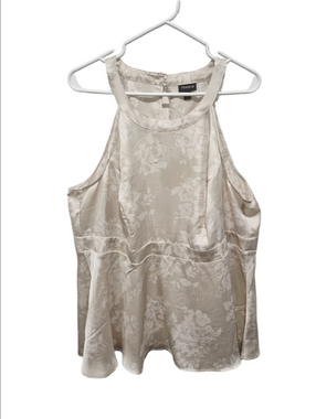 Torrid Champagne Georgette Floral Jacquard Halter Peplum Top Plus Size 2 / 2X